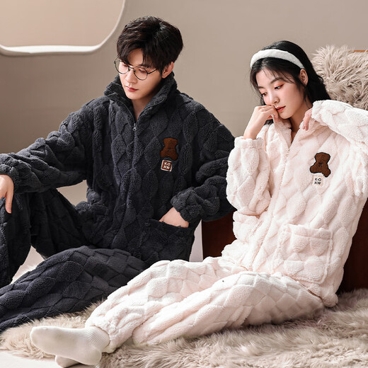 Sweet Orange Paar Pyjamas für Winter Männer und Frauen sowie samt verdickte niedliche Cartoon Koralle Velvet Pyjamas Strickjacken Hauskleidung kann außerhalb von BC6626 Paare getragen werden
