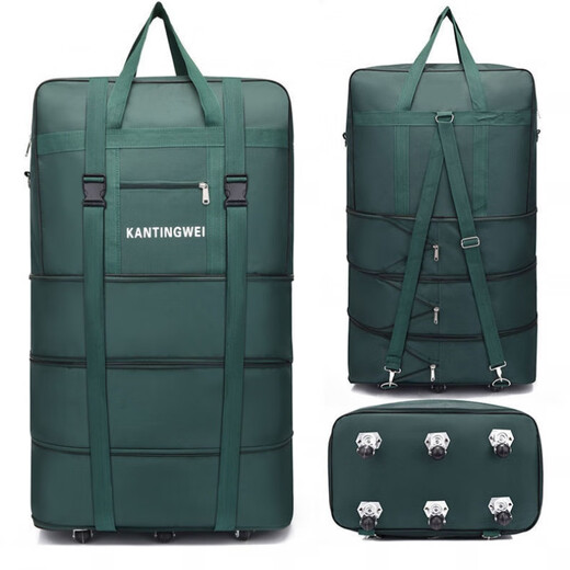Juntong Travel Bag Large Capacity Extra Large Capacity Travel Bag Waterproof Oxford Cloth Suitcase 158 Air Carrier Small Universal 4 Wheels Dark Green Back Lock