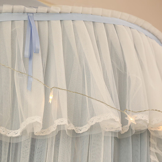 Pierre Cardin ceiling mosquito net double layer half dome home installation-free floor-to-ceiling pattern single double bed gray