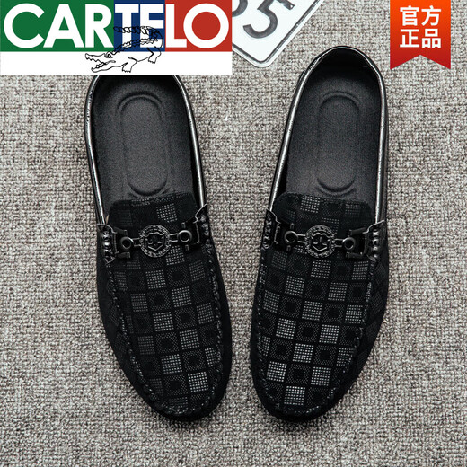 
CARTELO 2025 new shoes trendy bean shoes men's trendy Korean style summer men's lazy shoes casual driving soft sole leather shoes white 9851 39
