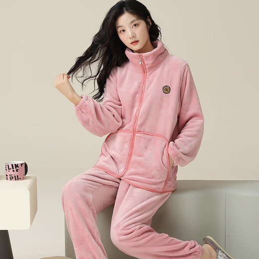 从心珊瑚绒睡衣女秋冬季加厚加绒保暖卡通可爱大码法兰绒女士睡衣套装 O 9209 M 高155-165重80-100斤