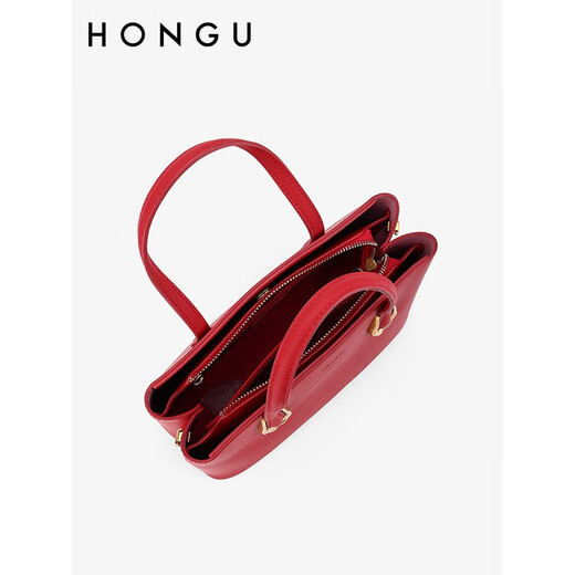 Honggu (Hongu) Bag Damen New Cowhide Handtasche Mode One-Shoulder Crossbody Tasche Hochzeitstasche Chinesisches Valentinstag Geschenk Big Red