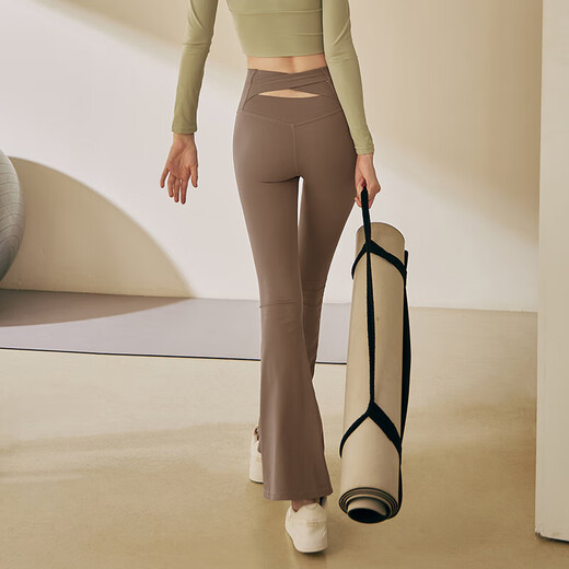 LULU CENTURY Yoga Pants Women's Slightly Raised High Waist Butt Lift Nude Pilates Training Fitness Running Sports Dance Pants Dark Gray Green L