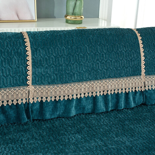 Love the Life Chenille Sofa Cushion Set Four Seasons Universal Sofa Cover Scarf All-in-One Nordic Anti-Slip Sofa Cushion Palace Style Peacock Green 80+20*210cm
