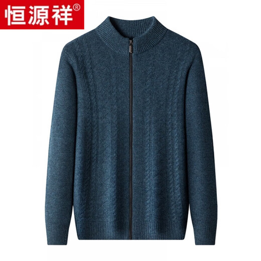 Hengyuanxiang light luxury pure 100% plush sweater men's autumn and winter new cardigan jacket thick warm wool knit sweater black-pure brand new 100% selected fine wool M 170 (125-140Jin [Jin equals 0.5 kg]) high-end brand men's clothing