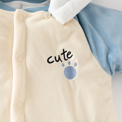 JOYNCLEON baby cotton padded winter clothing, thickened and warm, male and female baby onesies, winter newborn infant clothes with cotton padding, blue little shark 59cm