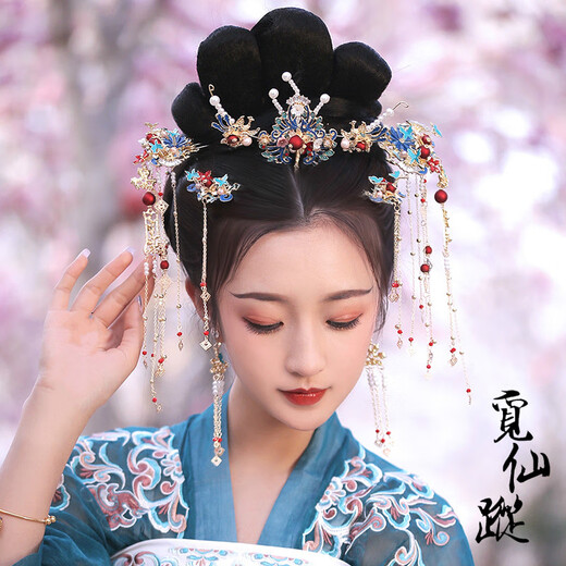 Wanbaozi Hanfu Hair Crown Women's Tassel Step-Shaping Hairpin Hairpin Top Hairpin Ancient Style Ming-made Phoenix Crown Full Set of Ancient Costume Style Headdresses Mi Xianzhong Seven-piece Set