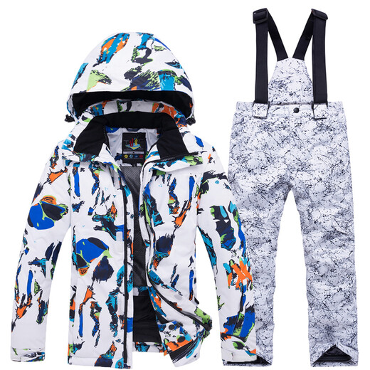 ARCTIC QUEEN children's ski suits for boys and girls single board double board snow suits winter snow country warmth and thick snow suits Mohe snow country tourism equipment Basket color top + royal blue pants L
