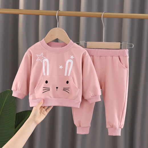 One-year-old baby girl clothes autumn 4, 5, 6, 7, 8-12 months, baby girl fashionable autumn suit 3 princess 9, fresh and fresh, 6110 suit for children in autumn, pink 110cm