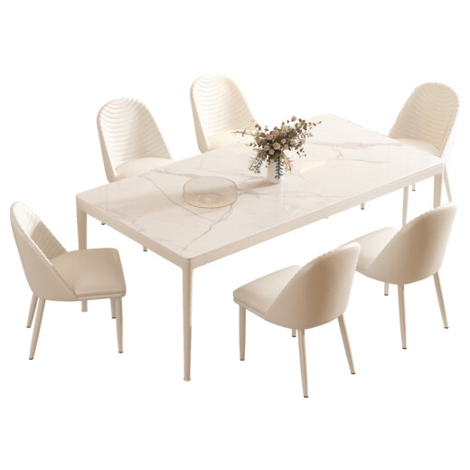 Mesa de comedor de Pashaman estilo crema francesa mesa panorámica de comedor panorámico y silla Combinación sala de estar simple mesa de comedor rectangular pequeña 1043y [crema blanco] 1047p# silla de comedor de oratrones cuatro combinación