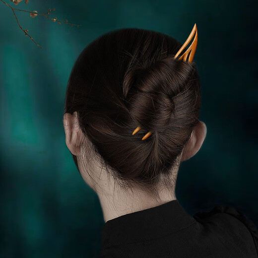 Beautiful wood U-shaped hairpin, peachwood and sandalwood hairpin, double hairpin, handmade ancient style hairpin, daily hairpin, peach wood edge double hairpin