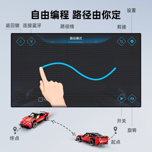 Shantou Lincun electric assembled building blocks programmable remote control car racing car model children's toy male 54001 leading supercar remote control car