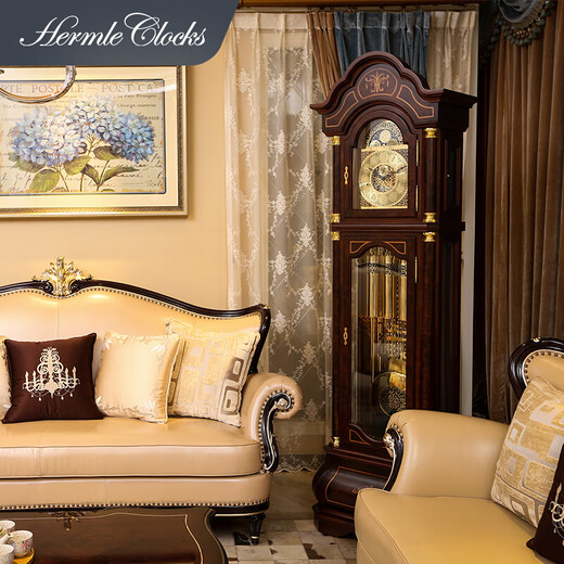 Hermle Clocks Hermle Clock Floor Clock Solid Wood Living Room Stand Clock Classic Atmospheric Creative Mechanical Clock Retro Table Clock MF009-031171