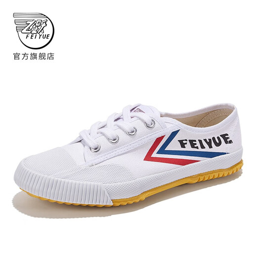 Feiyue official canvas shoes men's shoes summer breathable women's shoes Shaolin soul track and field jogging shoes couple casual sports shoes men classic white red blue 40 one size larger