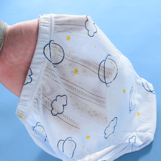 CLCEY baby toilet training pants baby summer anti-diaper pocket men and women gauze quit diaper wet artifact can wash diapers white + green + yellow 3-piece pack 90cm (suitable for within 12 months 18Jin [Jin equals 0.5 kg])