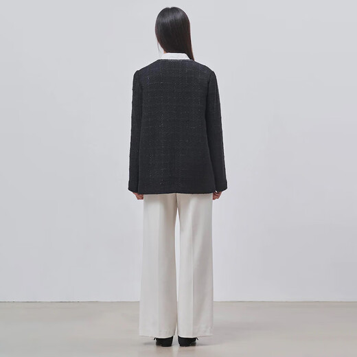 Beanpole New Year's gift including cashmere women's small fragrant tweed fashionable urban intellectual style single suit jacket black S 160/84A