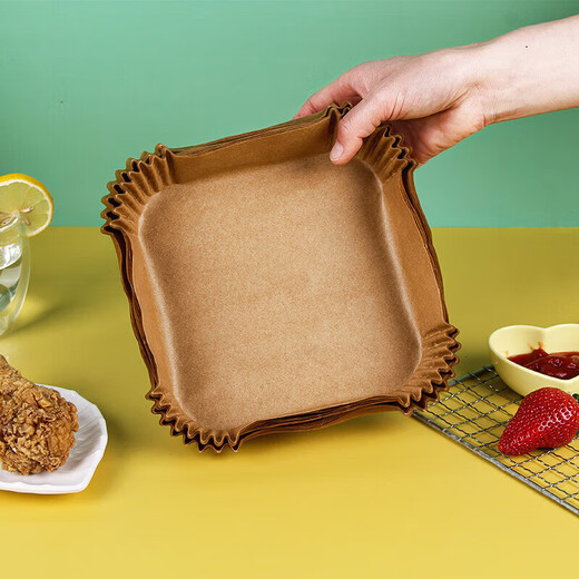 Xunliba air fryer special paper square silicone oil absorbent paper plate tin foil baking oven fryer pad paper aluminum foil natural color (universal) square air fryer paper 50 sheets
