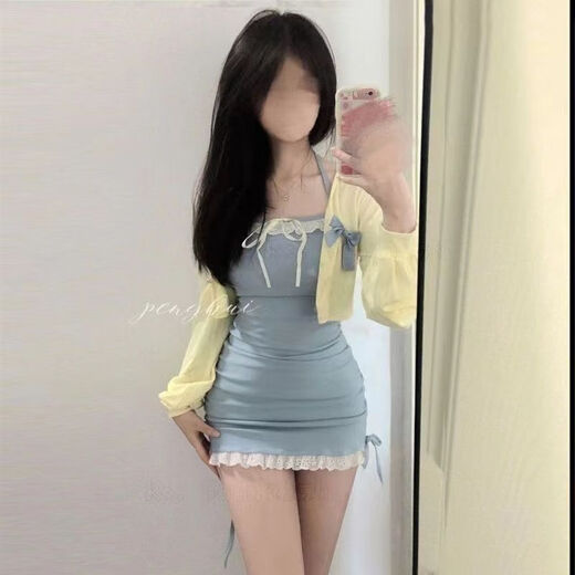 Yi Jingxuan (Yijingxuan) 2025 Internet Celebrity Hot Girl Start Skirt New Pure and Sweet Lace Vestido de cadera Cardigan Peque Nightclub Picture L 105-115Jin [Jin equivale a 0.5 kg]