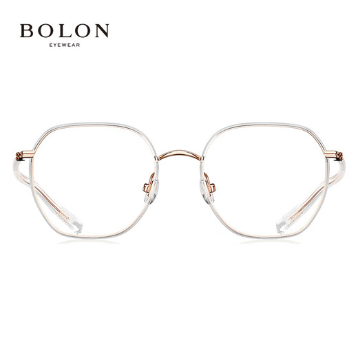 Bolon Tyrannosaurus Brille Myopia Gläser Rahmen polygonaler großer Rahmen Retro-Freizeitrahmen für Männer und Frauen BJ6173 B93 ROSE-GOLD-Transparent-Rahmen empfohlen L-you visueller HD-Film 1.60 (innerhalb von 600 Grad)