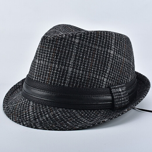 SOMUBAY (SOMUBAY) middle-aged and elderly top hat men's hat autumn and winter casual fashion British spring and autumn dad jazz hat Shanghai beach gentleman hat dark gray one size