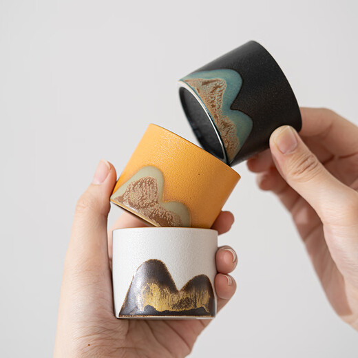 SUSHI CERAMICS hand-painted glaze tea cup Qianli Jiangshan six-color Kung Fu tea cup Festival souvenir tea set