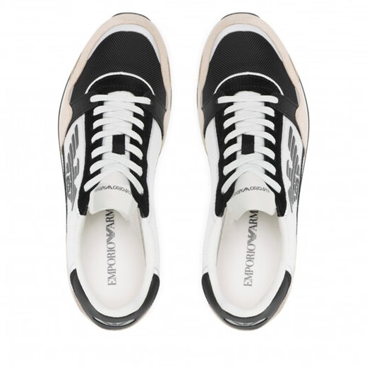 Emporio Armani Luxury Chaussures pour hommes Chaussures de planche pour hommes Fashion Sports Fashion Brouthable Chaussures de course classiques Chaussures décontractées Classic Q826 Black Khaki English Taille 9 = 43 Taille