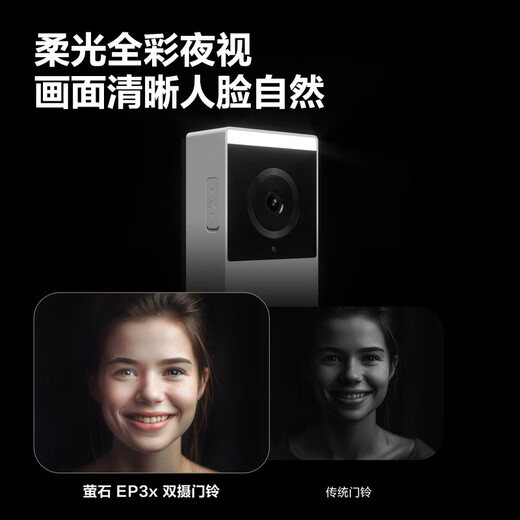 Fluorit ep3x Videotürklingel Dual -Kamera 3 Millionen Pixel + 2 Millionen Pixel Dual Camera Home Überwachung Smart Doorklingel Kamera Elektronische Katze Eye Extreme Grau