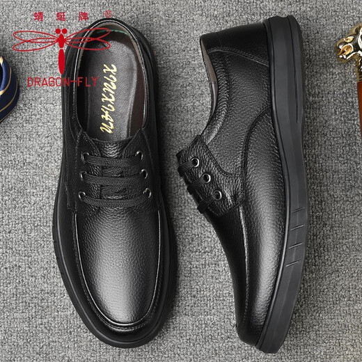 Dragonfly Brand Chaussures pour hommes Chaussures en cuir masculin Nouveau style Houstable Business Men's Casual Casual-Layer Cowhide Cuir One Foot Chaussures Lazy Chaussures Daddy Men 6627 noir 39