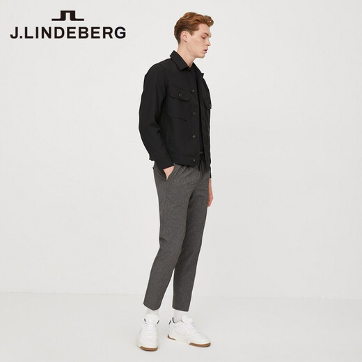 J. Lindeberg Shopping Mall gleich Frühling Trend Casual Blended Woll Lapel Jacke für Männer 520321501 RPR Black XL
