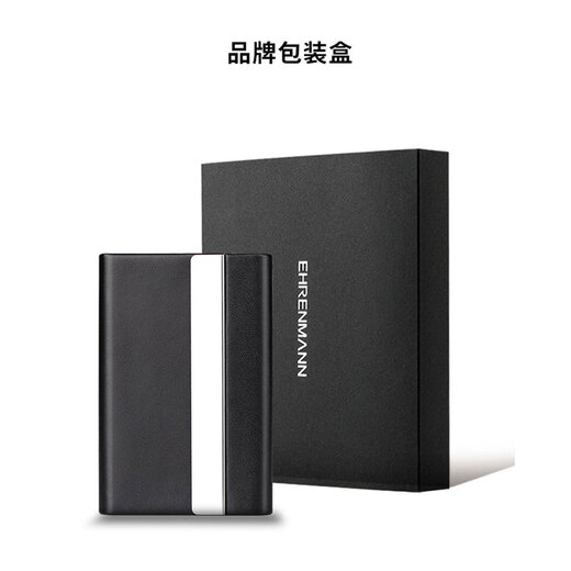 EHREMANN商务名片夹 男女 真皮高档名片盒大容量 真皮卡包名片包时尚 刻字 棕色加厚