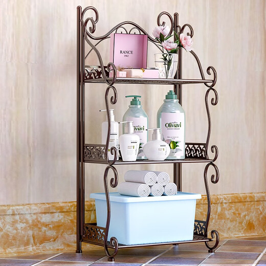 Rack de rangement solno en fer forgé en fer pliant de rangement de salle de bain rack de rangement de salle de bain étalon de salle de bain dortoir salon multicouche étagère de toilette de rangement de rangement de rangement de rangement de rangement de rangement z673 gold z673