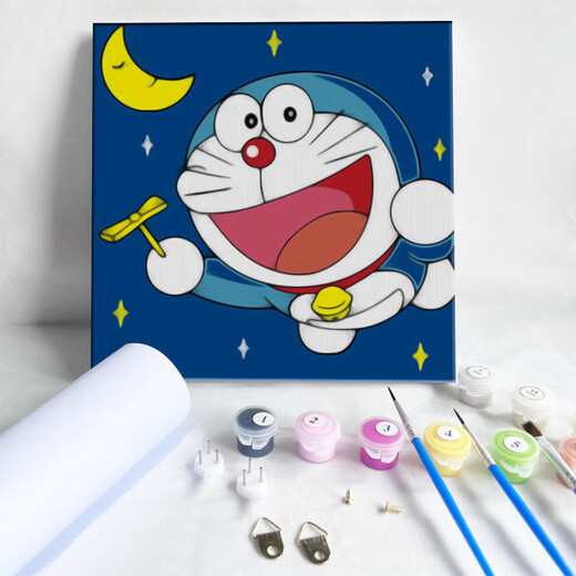 DIY Digital Painting Cartoon Cartoon's Cartoon Jade GUI GUI COL COLORÉE À MAIN PEINTURE D'HUILE acrylique peint à la main Petite taille WT831 30 * 30cm / bois massif Cadre intérieur + pinceau pigmentaire