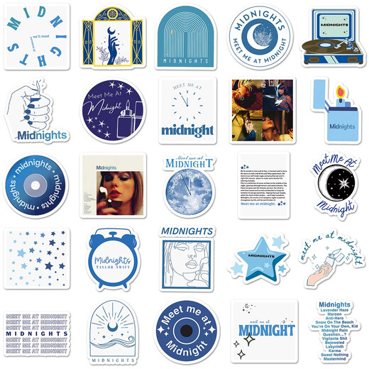 50 photos Taylor Swift Midnights Taylor Album Peripheral Stickers Computer and Mobile Stickers Waterproof Decoration [50 photos not repeated] Taylor midnight-695 4-5cm