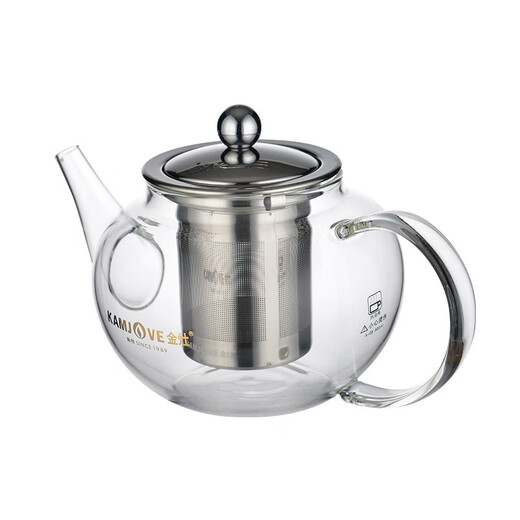KAMJOVE glass teapot high temperature resistant 304 stainless steel filter flower teapot elegant cup teapot simple tea art pot A-08 800ml