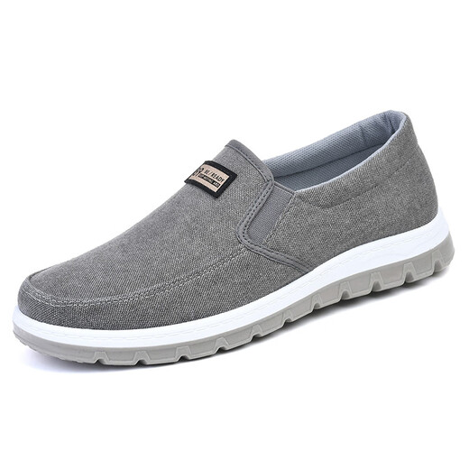 Alte Peking-Stoffschuhe Herren Sommer neuer Stil Atmungsaktives weicher Soft allein im mittleren Alter und ältere Vater Schuhe ein Fuß zur Arbeit lässige Leinwandschuhe Schwarz grau 2315 41