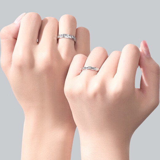 Chinese gold broken ice couple rings a pair of proposal silver rings girl birthday gift girlfriend wife wedding anniversary broken ice couple rings Jingsuda