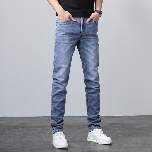 
Spring and summer extended men's pants 115 tall elastic slim-fitting jeans 190 boys' long legs are super long 9901 blue extended version [110-115cm] 32