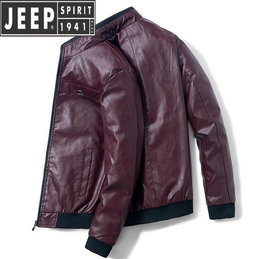 JEEP SPIRIT皮衣外套男春秋新款工装百搭衣服休闲潮牌男装秋冬加绒冲锋皮夹克 9923黑色 L