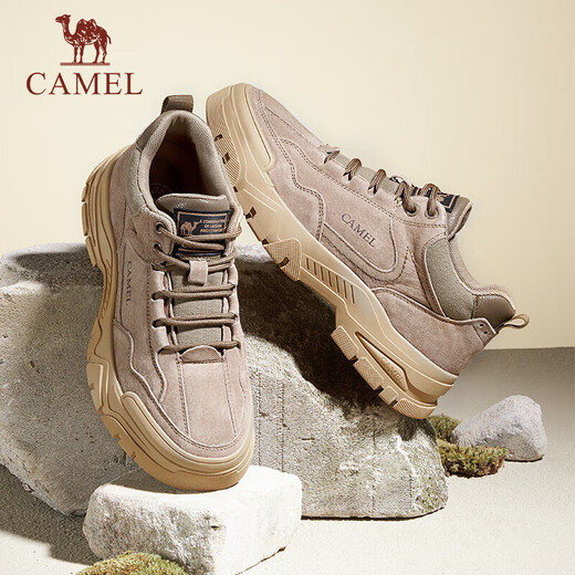 CAMEL Men's Retro Outdoor Mountaineering Workwear Casual Low-top Shoes G13A342170 Khaki 42