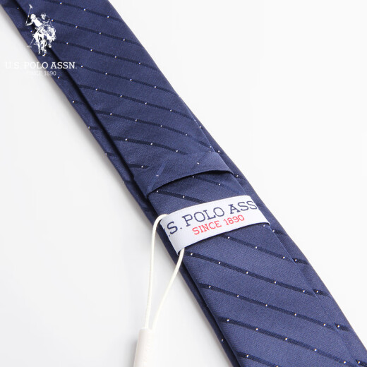 uspoloassn silk tie men's 5cm handmade workplace wedding lawyer 100% mulberry silk gift box with navy blue stripes