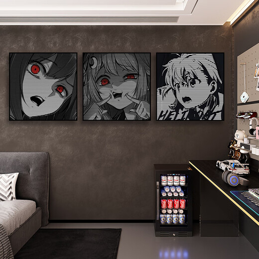 
Chengzai aokizy hanging painting trendy black and white living room sofa background wall decoration painting e-sports room cartoon bedroom bedside painting JD13968 60*60 texture oil canvas ps black frame