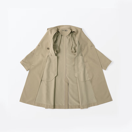 Muji (Muji) Style des femmes, pas facile d'obtenir de l'eau, un manteau à double boutonnage, une veste de ventre, l'automne de mi-longueur, Beige M 160 / 84a