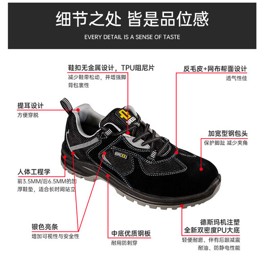 霍尼韦尔（Honeywell）劳保鞋防砸防刺穿防静电安全鞋轻便男女黑色SHX1S23102-44