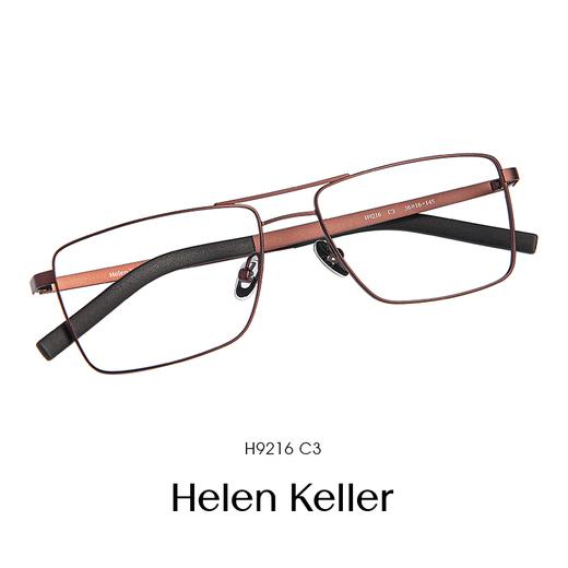 Helen Keller (Helen Keller) Doppelstrahl großer Rahmen Myopie-Brillen modische, vielseitige altersreduzierende Retro-Brille klar und High-End-Rahmen für Männer und Frauen H9216 H9216 C3-Brown