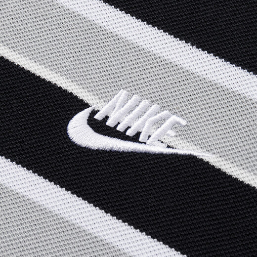 Nike (NIKE) T-shirt men's tops New summer casual lapel breathable cotton polo shirt sportswear short-sleeved FN3897-010/all cotton/black and white stripes L (175/92A)