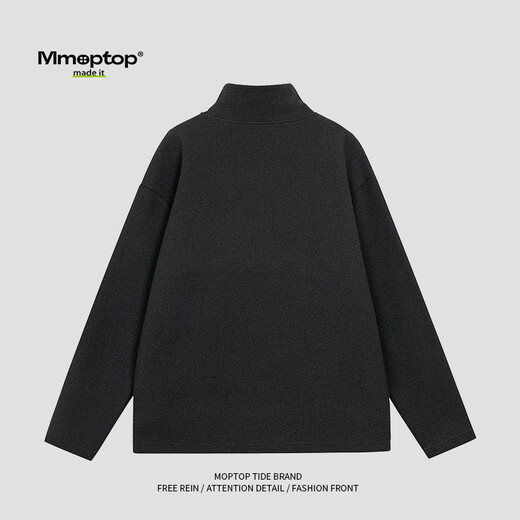MMOPTOP German velvet turtleneck sweatshirt warm and thickened men's autumn and winter double-sided velvet bottoming long-sleeved inner layer APW965 black XL