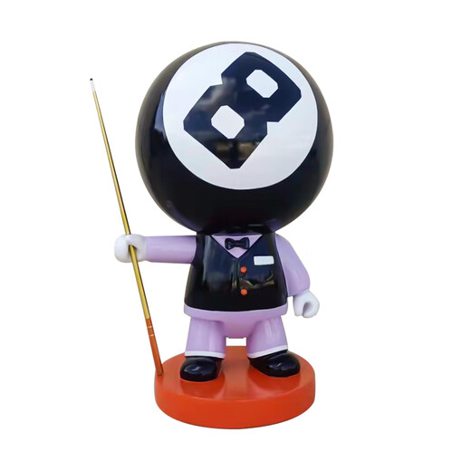 Internet celebrity billiards black eight floor-standing large ornaments billiards hall club opening gift cartoon doll fiberglass sculpture blue green 1.7 meters fixed jin