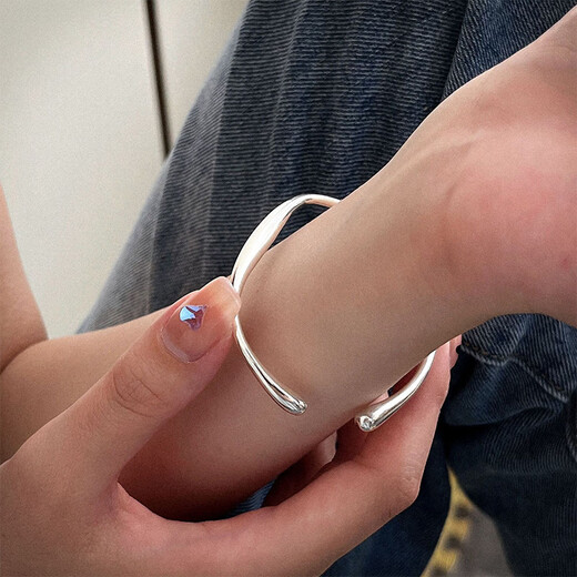 Luruo sterling silver water drop opening solid bracelet women's bracelet new cool style geometric fashion light luxury jewelry bracelet bracelet whole body sterling silver thick version about 21 grams