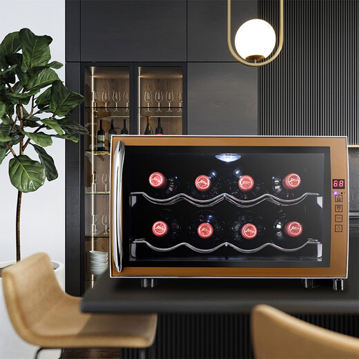 Bacchus red wine cabinet thermostatic cabinet electronic temperature control wine cabinet humidification cabinet home living room mini small wine cabinet office refrigerator cabinet fresh cabinet air-cooled frost-free energy-saving small wine cabinet BW-25D2 8-pack 25L