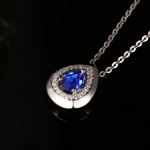 Tingliang 0.5 carat royal blue sapphire necklace 18K gold inlaid diamond color treasure pendant ready-made single pendant